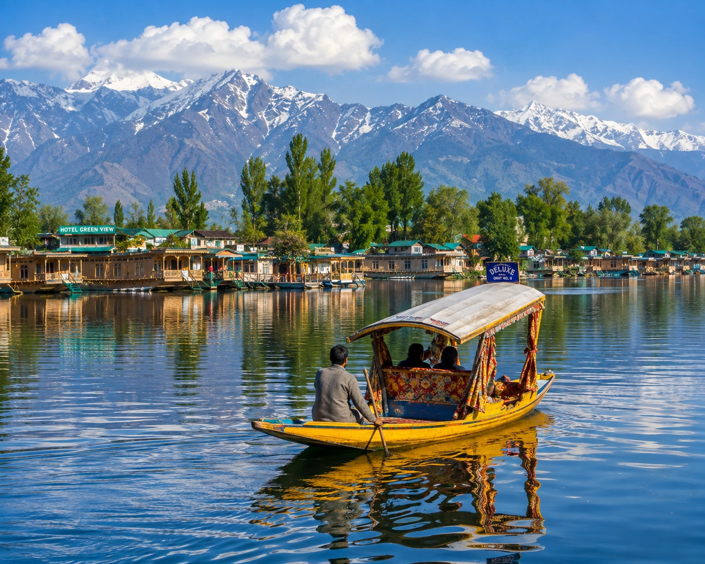 Shikara boat on a Kashmir lake