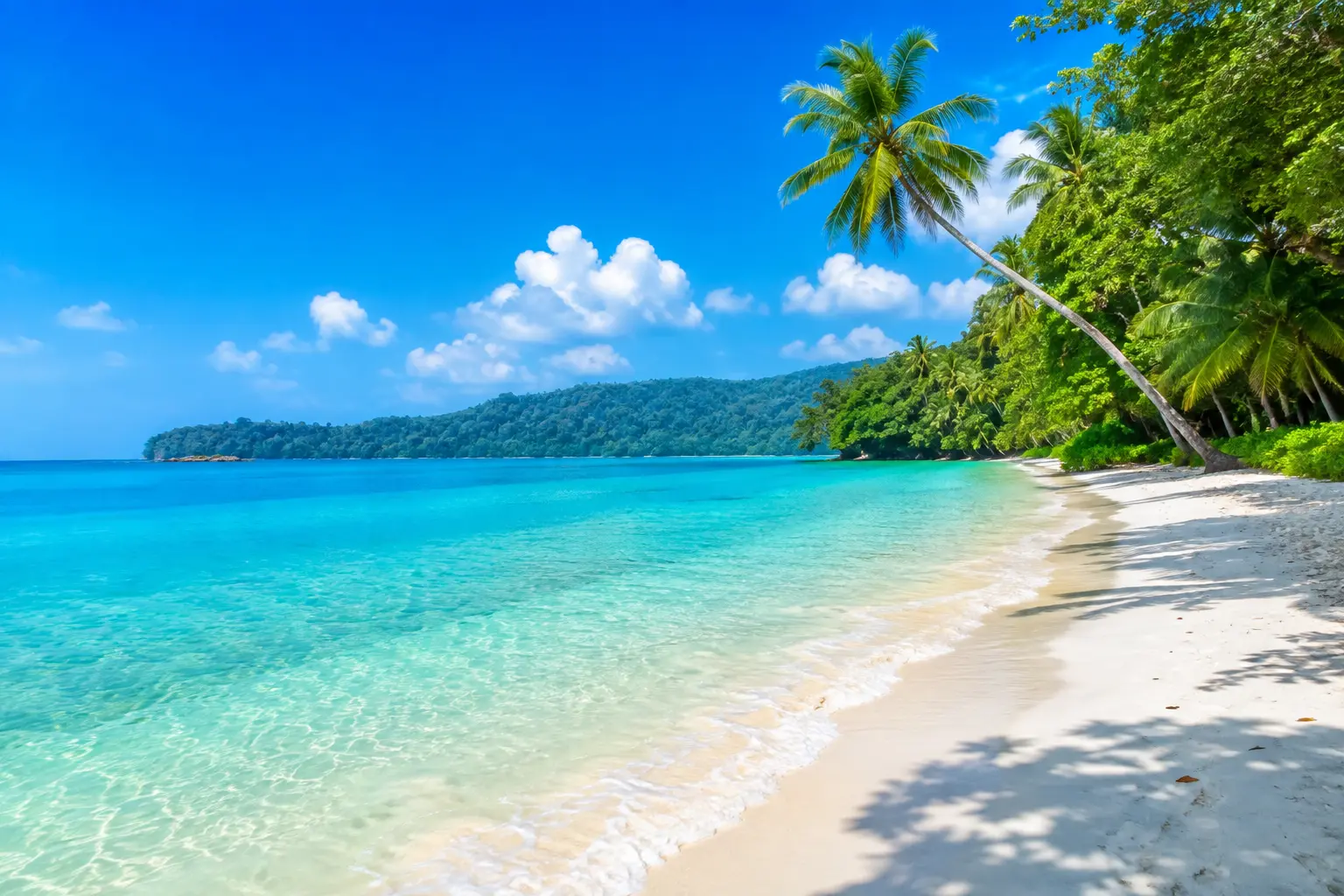 Turquoise water and white sand beach in Andaman Islands
