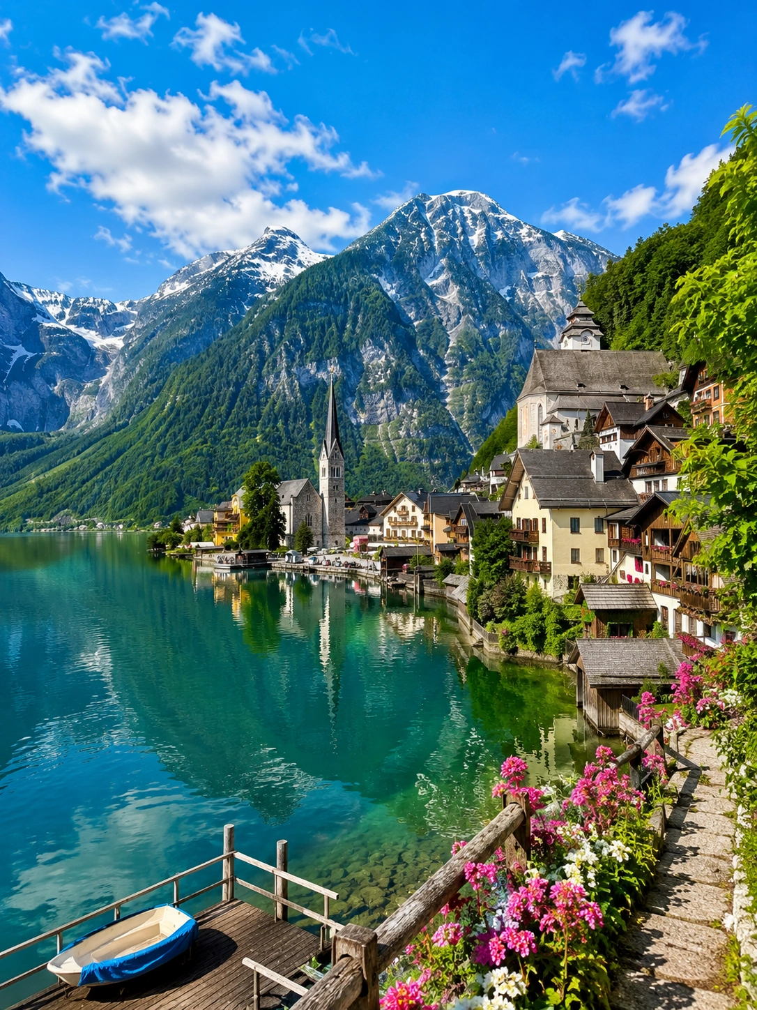 Alpine lake and mountains in Switzerland