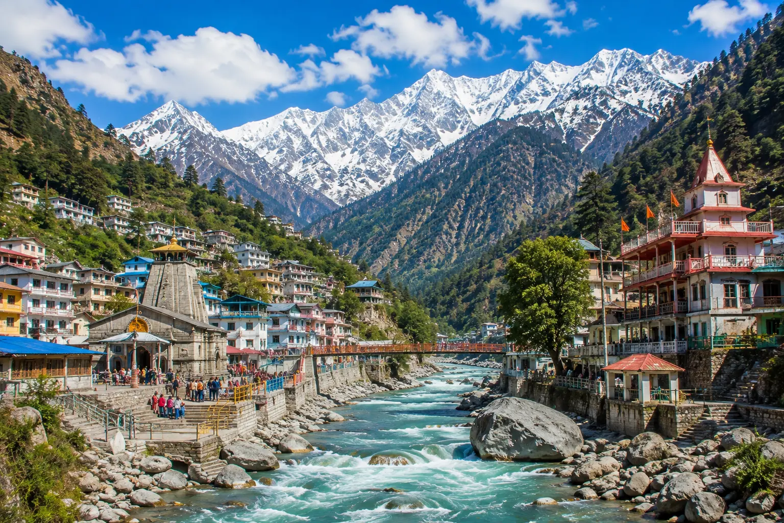 Himalayan valley and temple town in Uttarakhand